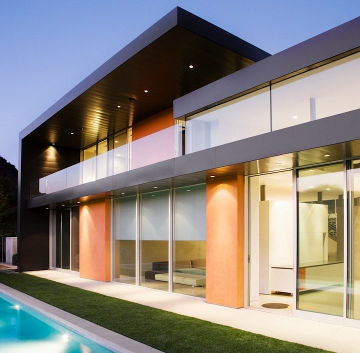 Haus, modern, Garten